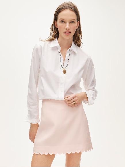 New! J. Crew Fairfax Scalloped Mini Skirt In Gramercy Linen Blend Blossom Size 4